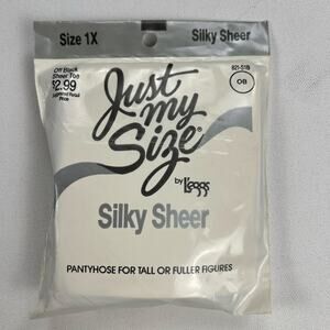 Vintage 1980s L'eggs Just My Size Silky Sheer Pantyhose Off Black Size 1X
